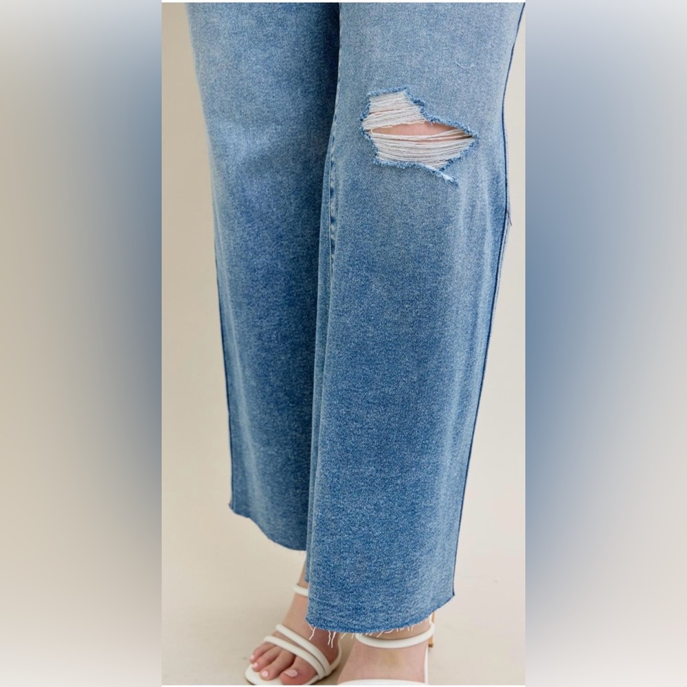 Judy Blue Indigo Rush High Rise Wide Leg Distressed Jeans Size 16W - Picture 6 of 16